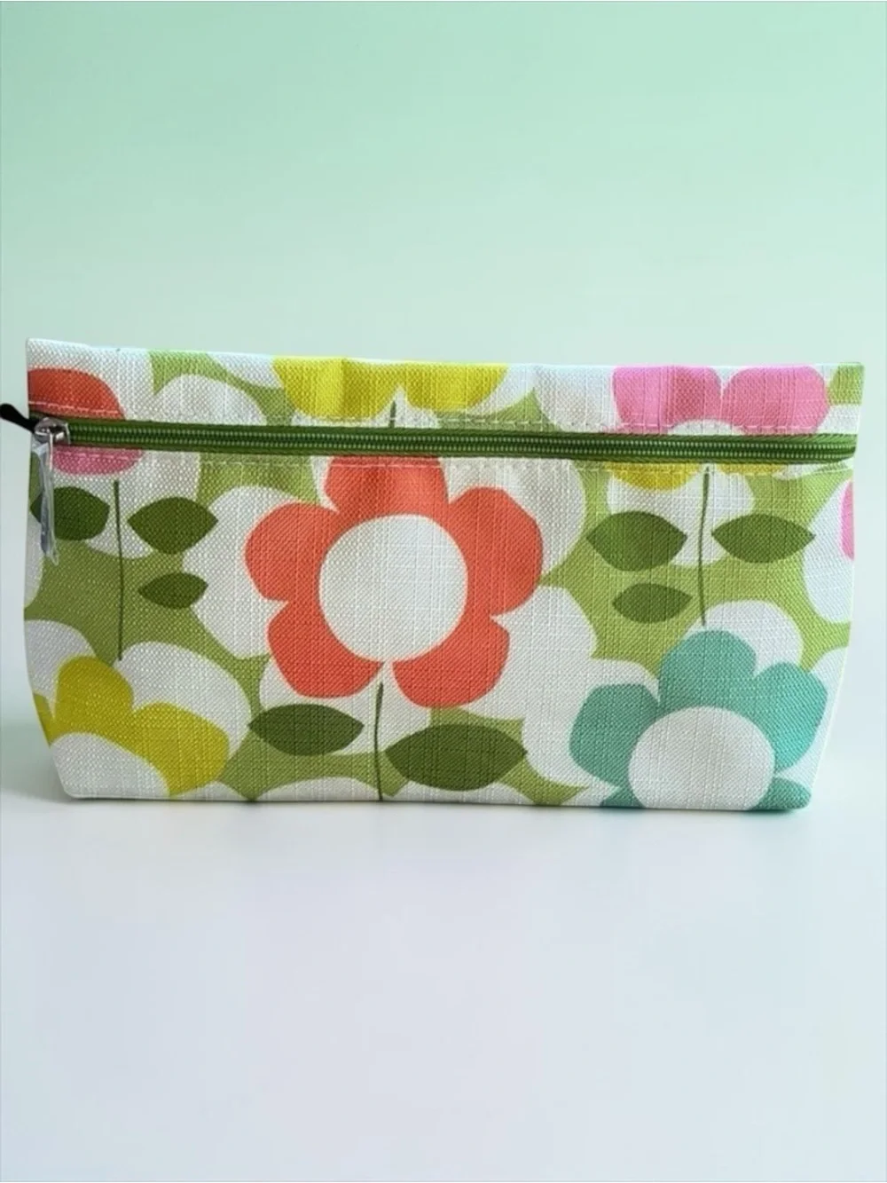 Clinique Floral Makeup Bag Cosmetic Travel Pouch Lined Zip Case